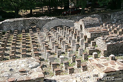 Ruins of Roman baths in ancient Dion in the region of Pieri Stock Photo