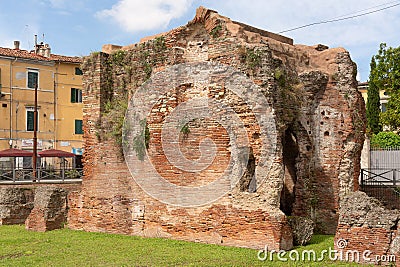 Ruins of the Roman era thermal complex known as Terme di Nerone Editorial Stock Photo