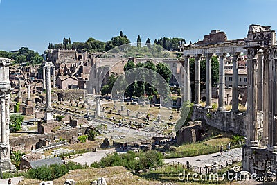 Ruins of Roman Forum in city of Rome, Italy Editorial Stock Photo