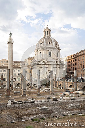 Ruins at the Roman Forum of Trajan Editorial Stock Photo