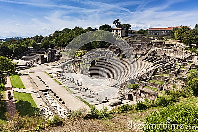 Ruins of Roman Theatre in Lyon Stock Photo