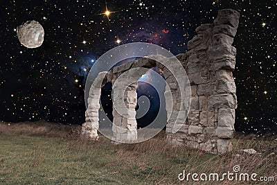 Ruins of Roman town and space Stock Photo