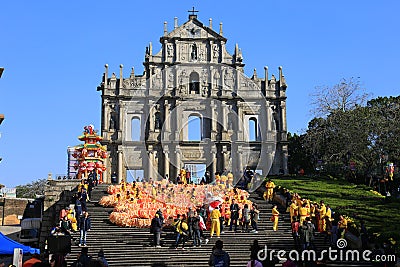 Ruins Of Saint Paul's Cathedral, Macau Editorial Stock Photo