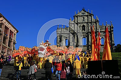 Ruins of Saint Paul's Cathedral, Macau Editorial Stock Photo