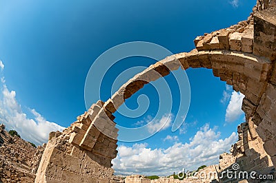Ruins of Saranta Kolones castle. Paphos, Cyprus Stock Photo