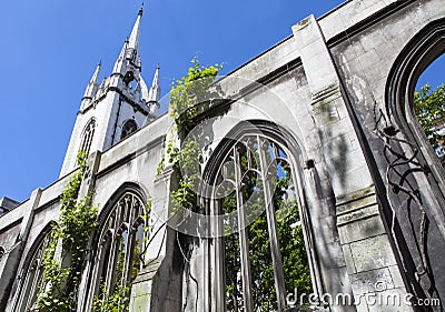 Ruins of St. Dunstan-in-the-East Church in London Stock Photo