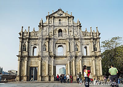 Ruins of st paul's in macau china Editorial Stock Photo