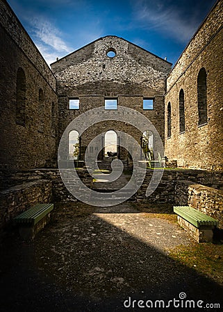 Ruins of St Raphael Church Interior Stock Photo