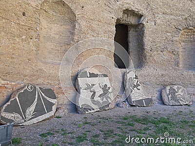 Ruins stone sculpture historical roman baths of caracalla in rome Italy Stock Photo
