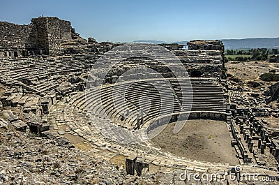 Temple of Athena of Ancient Greek City of Priene, T Stock Photo