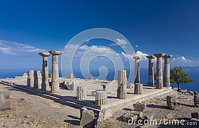 Temple of Athena in Assos, Canakkale, Turkey Stock Photo