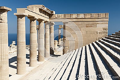 Ruins of temple of Athena Lindia Stock Photo