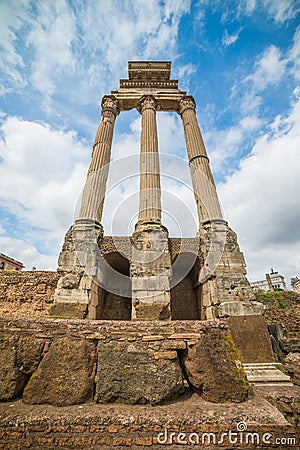 Ruins of the Temple of Castor and Pollux, Rome, Italy Stock Photo