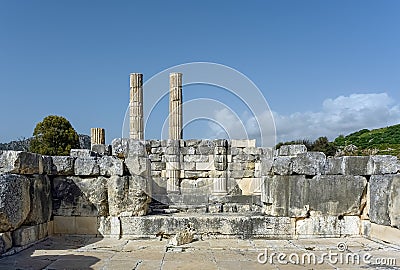 The ruins of a temple in Letoon sanctuary near Xanthos Stock Photo