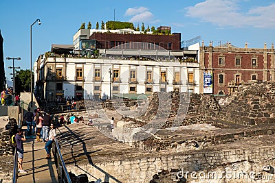 The ruins of the Templo Mayor, a major aztec temple in Mexico City Editorial Stock Photo