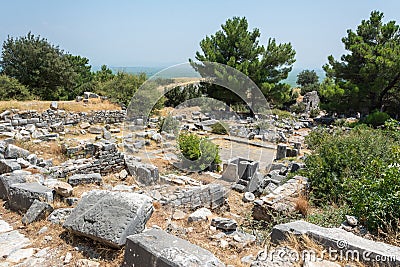 Ruins of thermal bath at Priene ancient city in Turkey Stock Photo