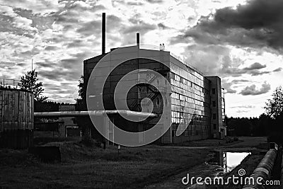 Ruins of the thrown Soviet factory Stock Photo