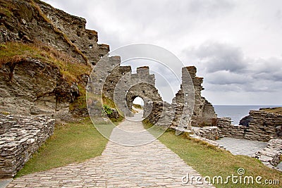 Ruins of Tintagel castle in North Cornwall coast, England Stock Photo