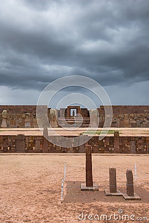 Ruins of Tiwanaku, Bolivia Stock Photo