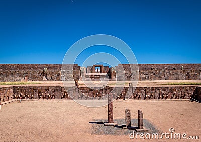 Ruins of Tiwanaku Tiahuanaco, Pre-Columbian archaeological site - La Paz, Bolivia Stock Photo