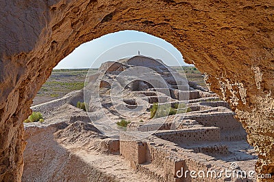 Toprak Kala fortress in Khorezm, Uzbekistan Stock Photo