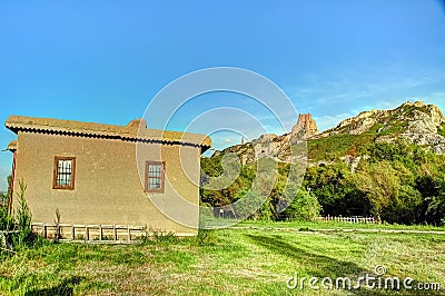 Ruins of Tushpa, Kingdom of Urartu with Van Fortress Stock Photo