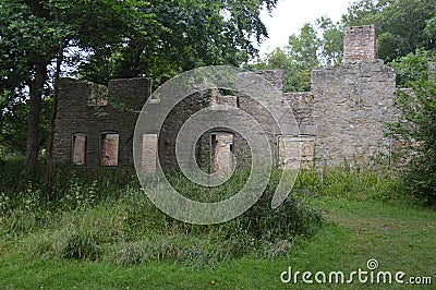 Ruins at Tyneham ghost village, Isle of Purbeck, Dorset, England Stock Photo