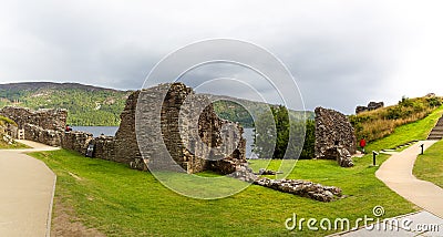 Ruins of Urquhart Castle along Loch Ness, Scotland Editorial Stock Photo