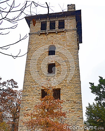 Close up of the Water tower ruins of the HaHa Tonka Castle Stock Photo