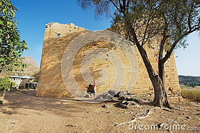 Ruins of the Yeha temple Temple of the Moon in Yeha, Ethiopia. Yeha temple is one of the oldest standing in Ethiopia. Stock Photo