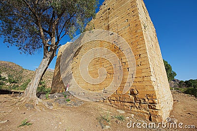 Ruins of the Yeha temple Temple of the Moon in Yeha, Ethiopia. Yeha temple is one of the oldest standing in Ethiopia. Stock Photo