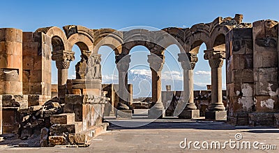 Ruins of the Zvartnos temple in Yerevan, Armenia Stock Photo