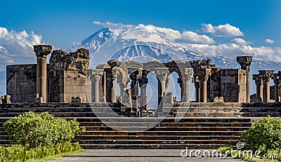 Ruins of the Zvartnos temple in Yerevan, Armenia Stock Photo