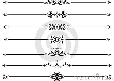 Rule lines with scrolls Vector Illustration