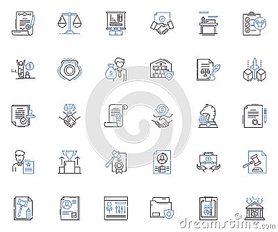 Rulebook line icons collection. Guidelines, Regulations, Directions, Procedures, Code, System, Policies vector and Vector Illustration