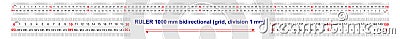 Ruler bidirectional double sided 1000 millimeter, 100 centimeter, 1 meter. The division price is 1 mm. Calibration grid Stock Photo