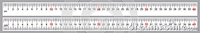 Set for Rulers 40 cm. Precise measuring tool. Ruler grid 400 mm. Metric centimeter size indicators Stock Photo