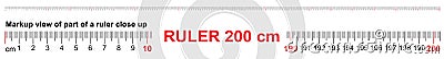 Ruler 200 cm. Precise measuring tool. Ruler scale 2,0 meter. Ruler grid 2000 mm Stock Photo