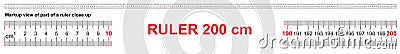 Ruler 200 cm. Precise measuring tool. Ruler scale 2,0 meter. Ruler grid 2000 mm Stock Photo