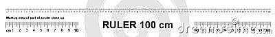Ruler 100 cm. Precise measuring tool. Ruler scale 1 meter. Ruler grid 1000 mm. Metric centimeter size indicators Stock Photo