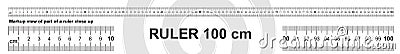 Ruler 100 cm. Precise measuring tool. Ruler scale 1 meter. Ruler grid 1000 mm. Metric centimeter size indicators Stock Photo