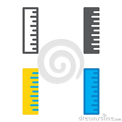 Ruler Flat designed icons set. Vector illustration Vector Illustration