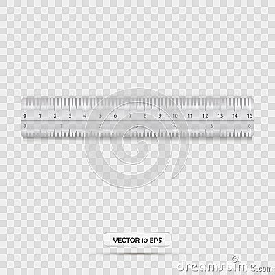 Ruler icon realistic with transparent background. Vector illustration. Plastic ruler. Cartoon Illustration