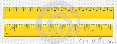 Ruler centimeter and inches scale vector plastic Vector Illustration