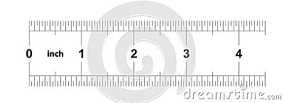 Ruler 4 inches Metric. The division price is 0.05 inch. Ruler double sided. Precise measuring tool. Calibration grid Stock Photo