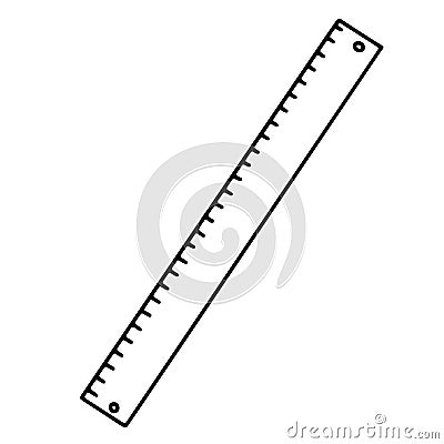 Ruler on an isolated white background. Black hand draw outline. Back to school, office. Vector illustration Vector Illustration