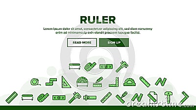 Ruler Measuring Tool Landing Header Vector Vector Illustration