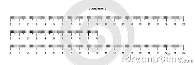 Ruler metric. Ruler scale. Vector isolated elements. Measuring tool. Size indicator units. Stock vector Vector Illustration