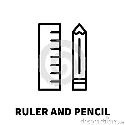 Ruler and pencil icon or logo in modern line style Vector Illustration