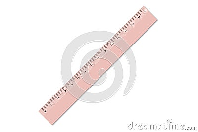 Ruler plastic color. School measuring tool for geometry, drawing, 15 centimeters. Design element on isolated background. Vector Illustration